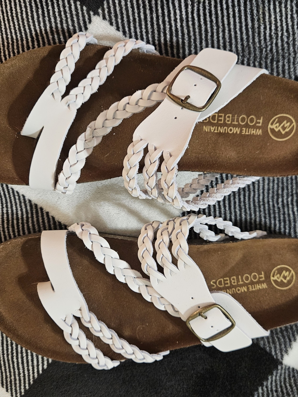 White Mountain Footbeds White Braided Strap Buckle Sandals